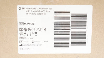 BD MX4439 MaxGuard Extension Set w/2 Ndleless Y-Site&4-Way StopCock - Box of 50